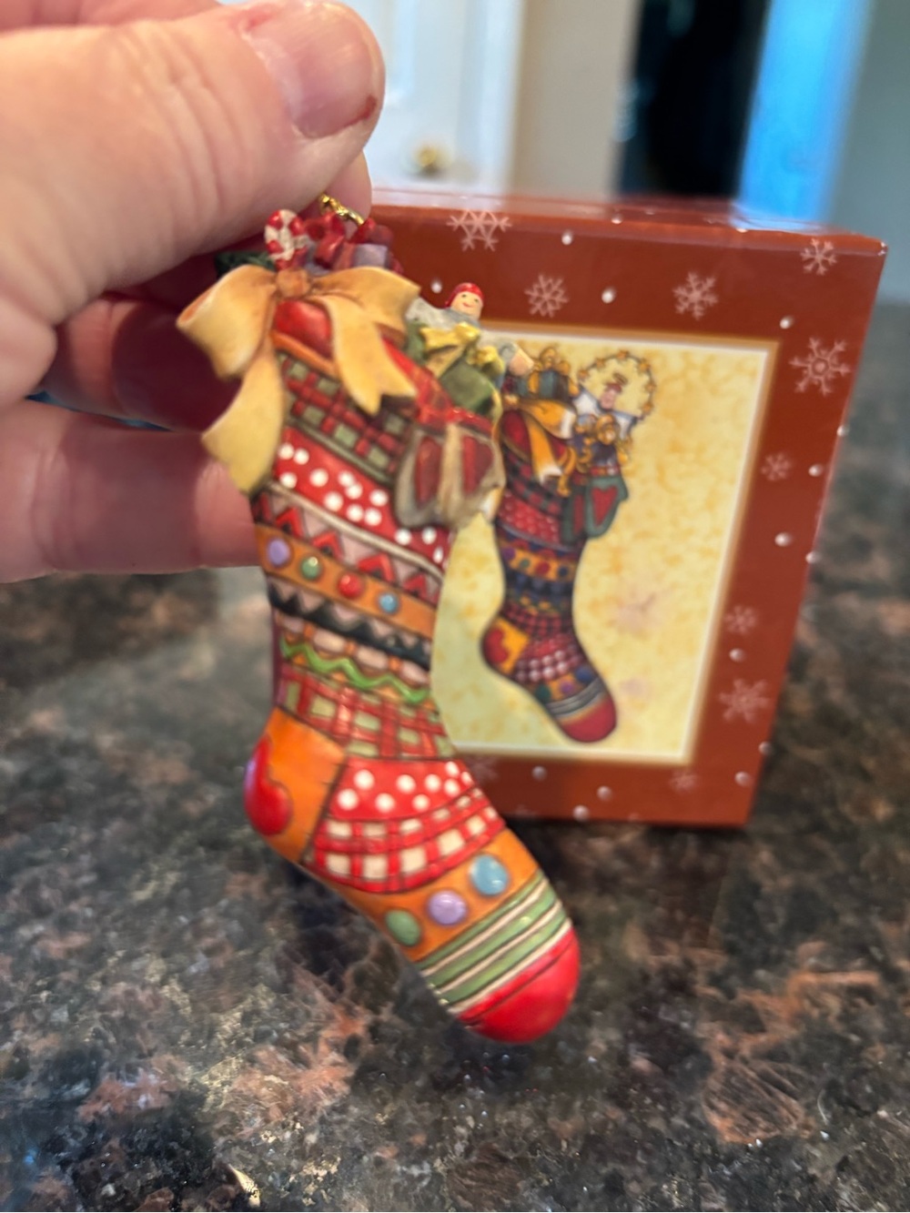 Vintage Lang Christmas Ornament - Patchwork Stocking
